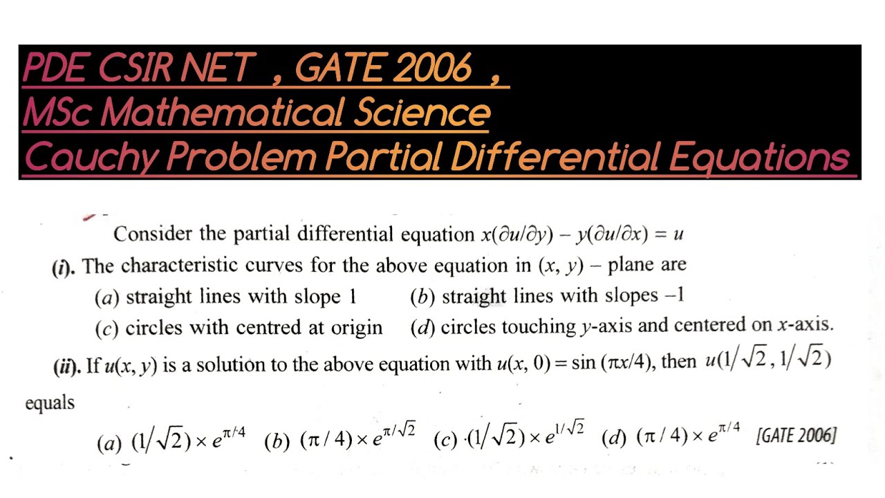 Cauchy Problem in Partial Differential Equations | CSIR NET GATE IIT JAM Mathematics