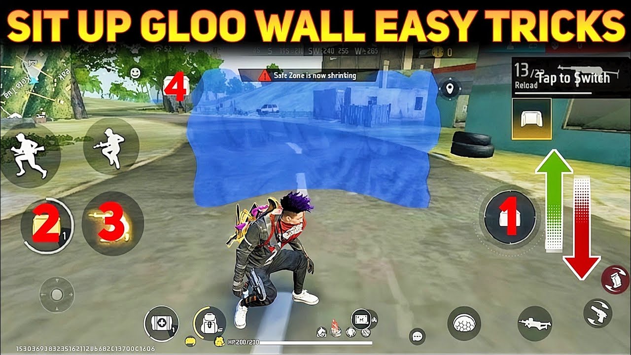 Sit Up Gloo Wall Kaise Dale | Free Fire Sit Up Gloo Wall Easy Tricks