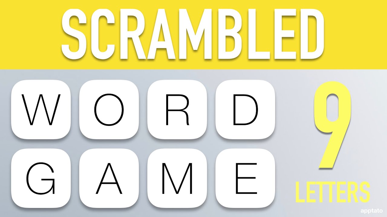 Scrambled Word Games - Guess the Word Game (9 Letter Words)