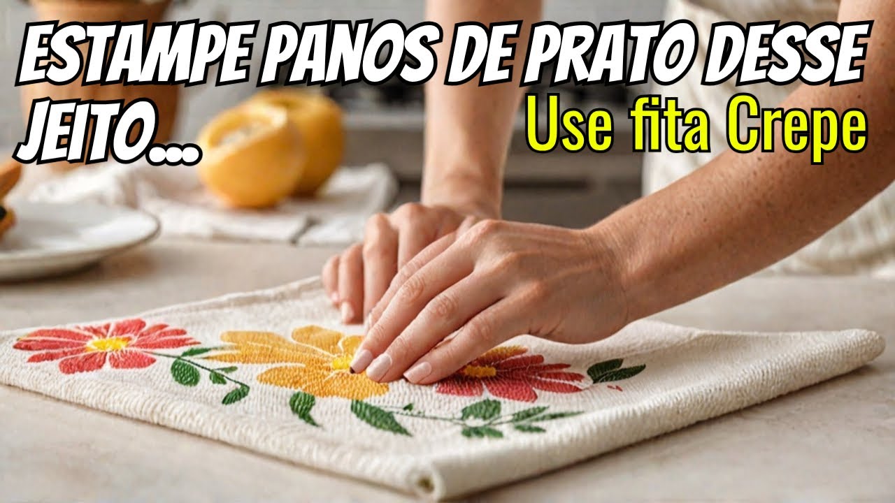 Como Estampar Panos de Prato com FITA CREPE - Ideia GENIAL