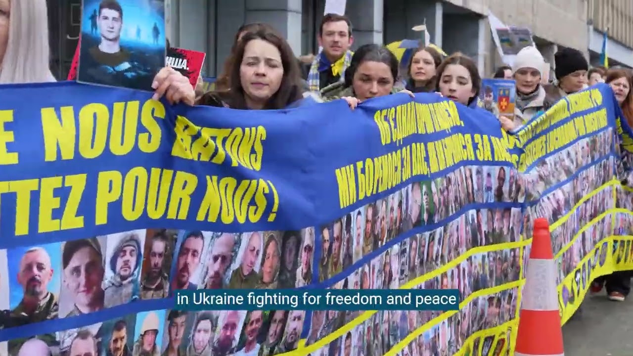 Ukraine Demonstration in Brussels - 4 Years Anniversary of Full-Scale War of Russia