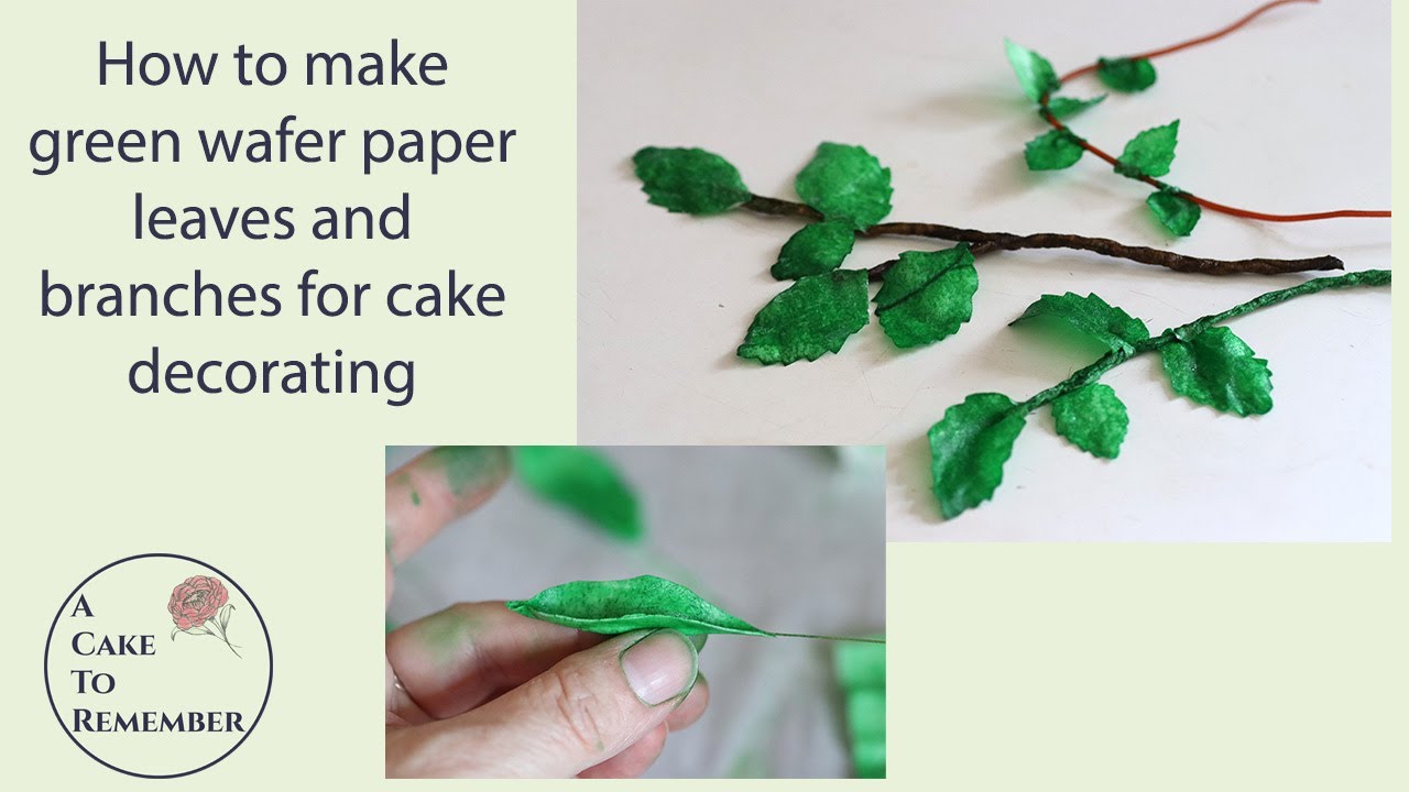how to make green edible wafer paper leaves for cake decorating 2