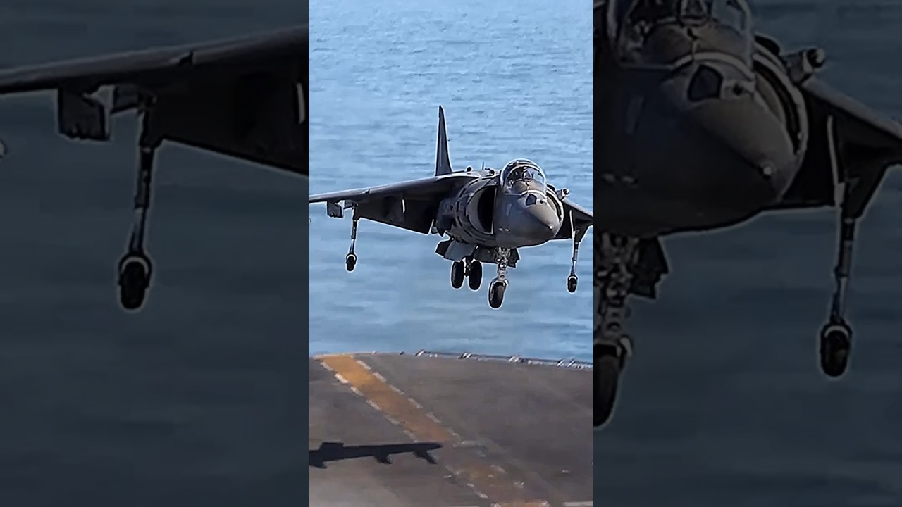 USMC AV-8B Harrier vertical take-off from the amphibious assault ship USS Bonhomme Richard #shorts