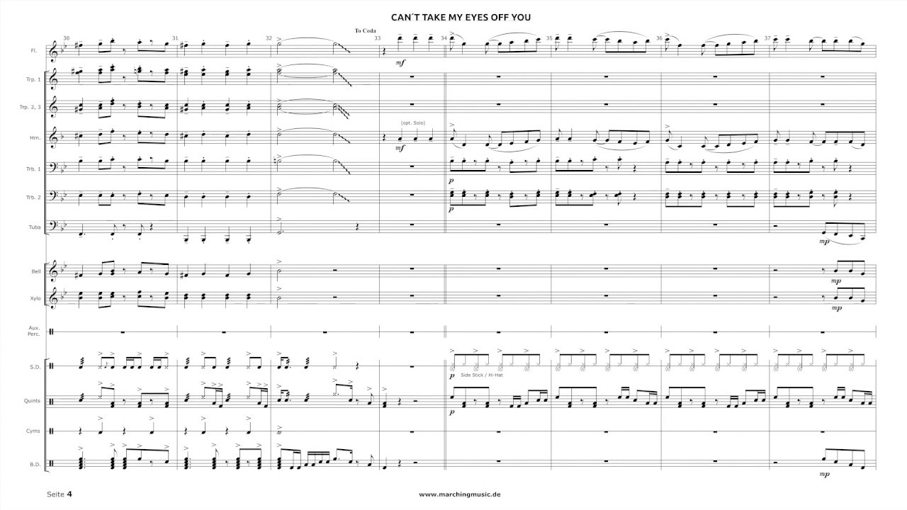 CAN´T TAKE MY EYES OFF YOU - Arrangement for Marching Band