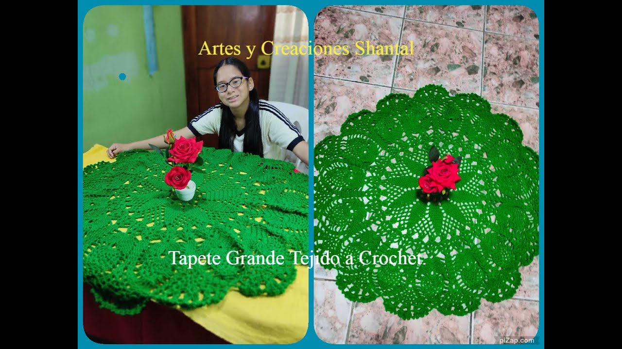 Hermoso Tapete Grande Con Piñas (Pie De Arbol) Tejido a Crochet - Video Completo