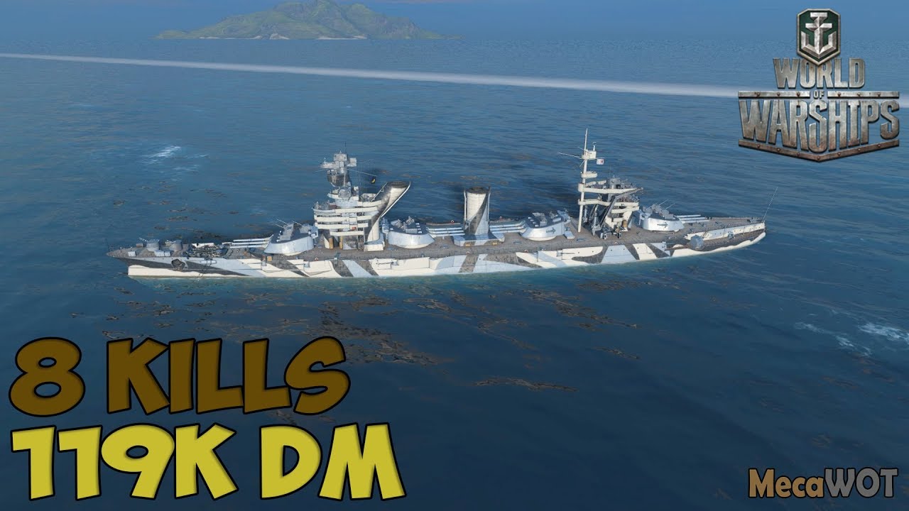 World of WarShips | Oktyabrskaya Revolutsiya | 8 KILLS | 119K Damage - Replay Gameplay 1080p 60 fps