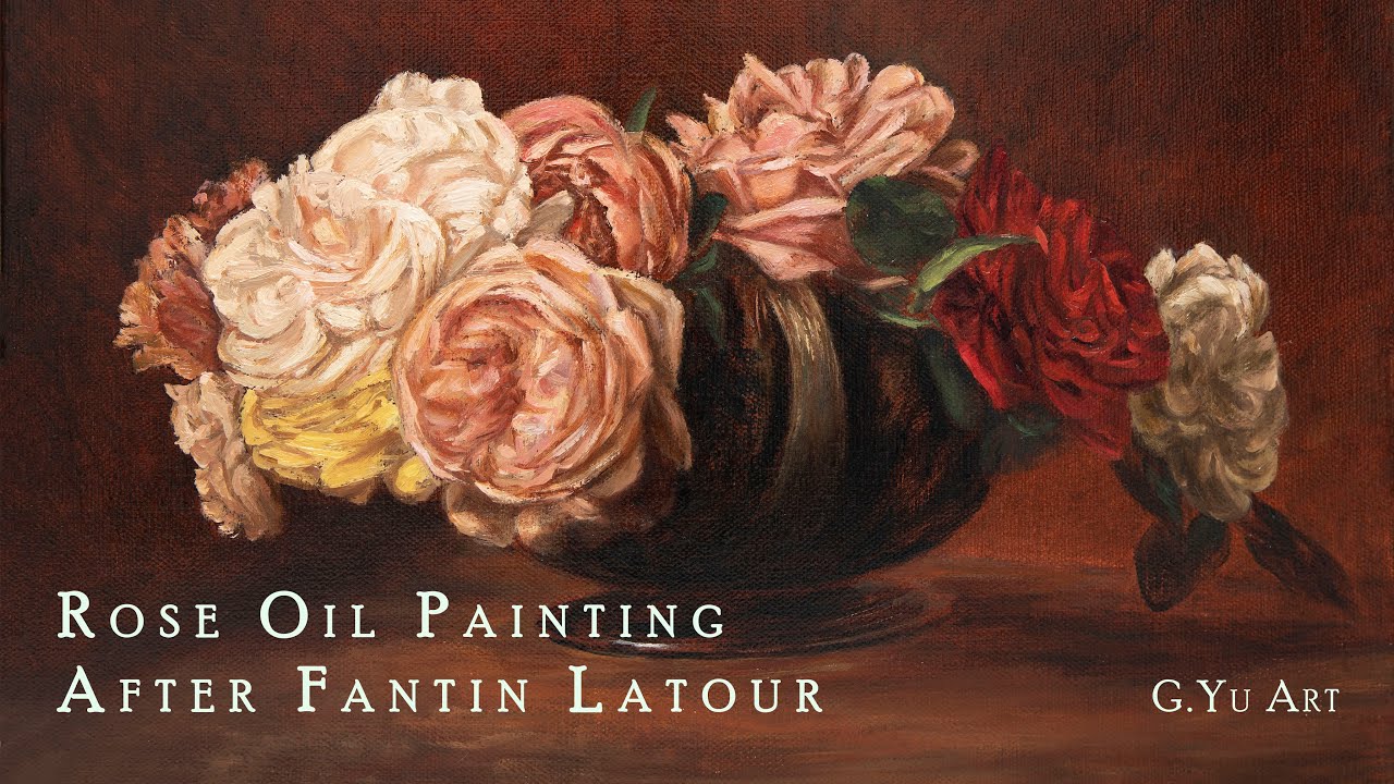 Paint Roses Timelapse with Instruction, oil painting with impasto and glazing techniques