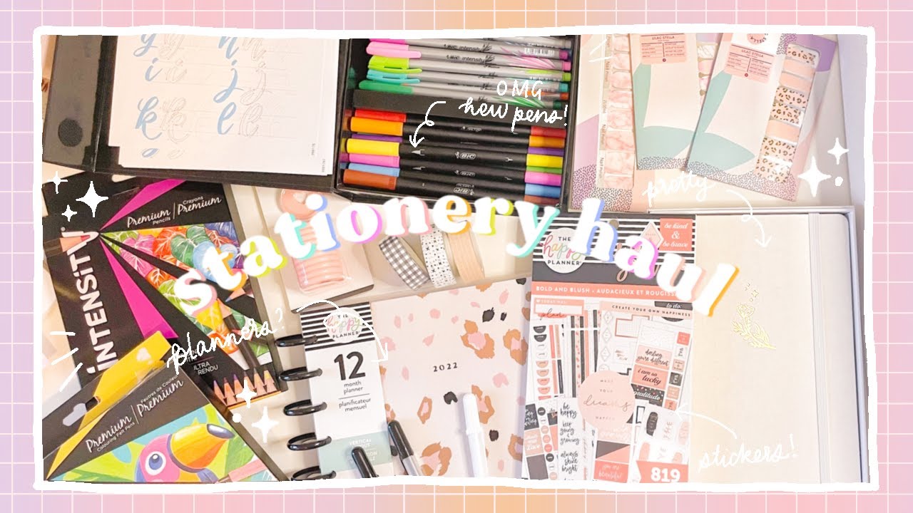 stationery haul + unboxing! ✏️💞 (happy planner, archer & olive, bic + more! with swatches!)