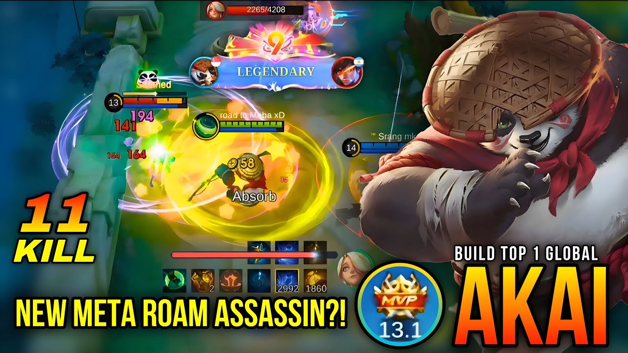 AKAI Gameplay – MVP 11 Kills!! New Meta Roam Assassin?! - Build Top 1 Global AKAI ~ MLBB