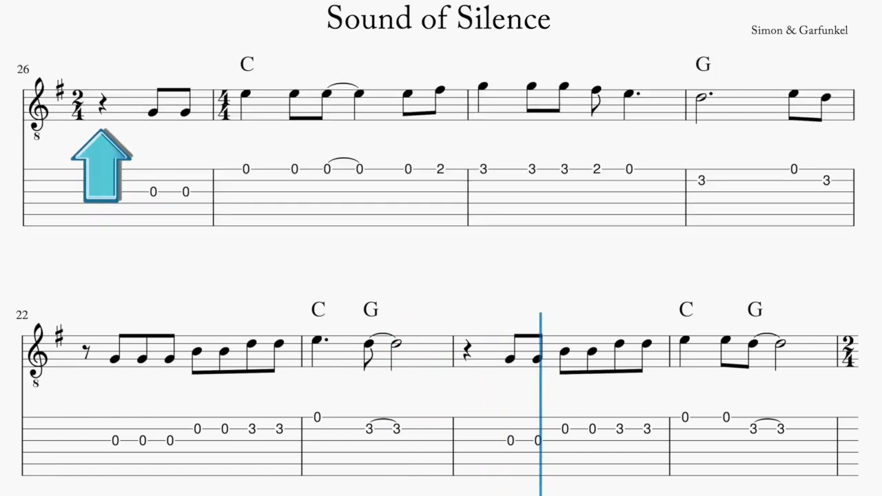 Sound of Silence - TAB and Musical Score - Simon & Garfunkel