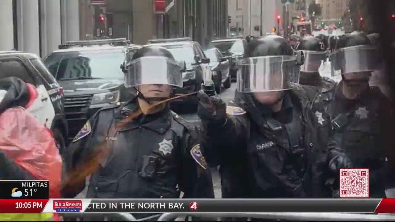 SF protests turn violent as police pepper spray demonstrators
