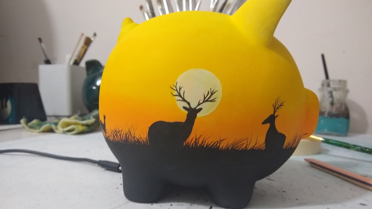 ¡¡Aprende a pintar un paisaje en una alcancia en solo 5 minutos!!