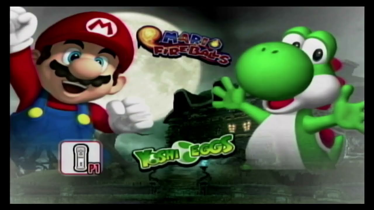 Mario Super Sluggers: Mario Fireballs vs Yoshi Eggs Gameplay HD