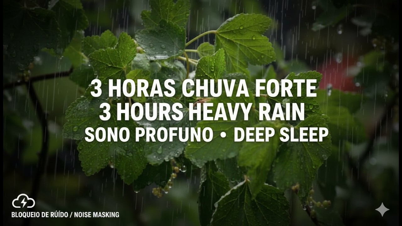3 HORAS Chuvarada Forte para Dormir Profundo ⛈️ Heavy Rain Sounds for Deep Sleep (Noise Masking)