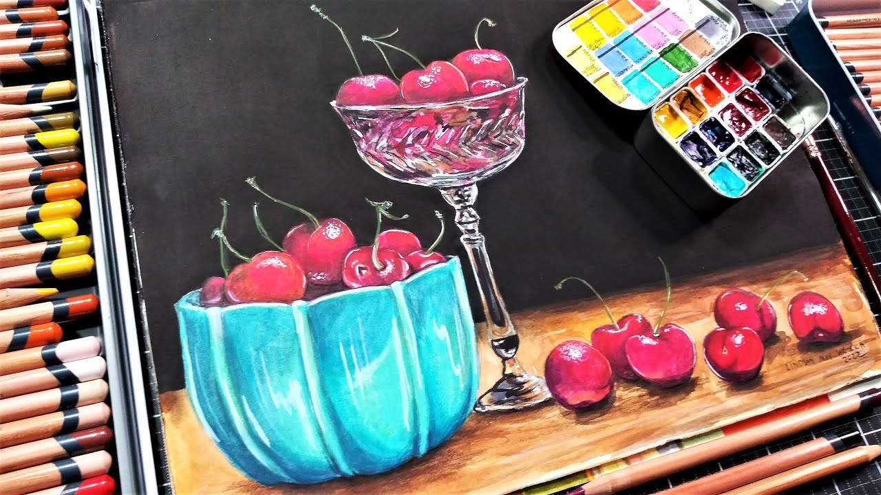 Fix it with Mix(ed) Media! Watercolor, Colored pencil and pan pastel timelapse painting