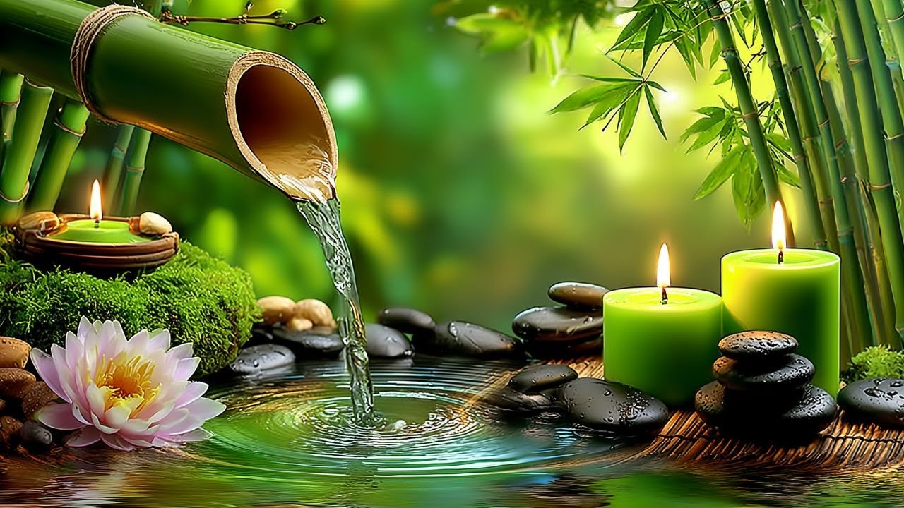 Gentle Piano & Bamboo Water Sounds | Stress Relief Ambience for Yoga, Study & Better Sleep