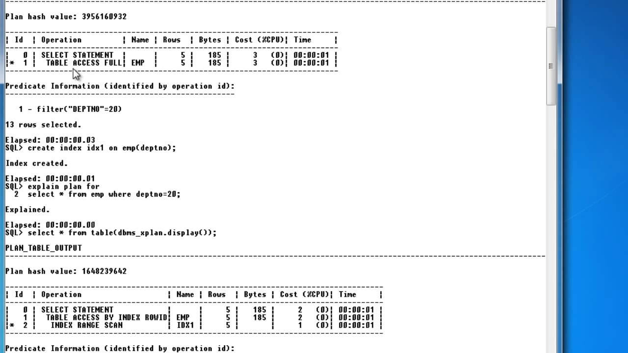 SQL: Explain Plan for knowing the Query performance