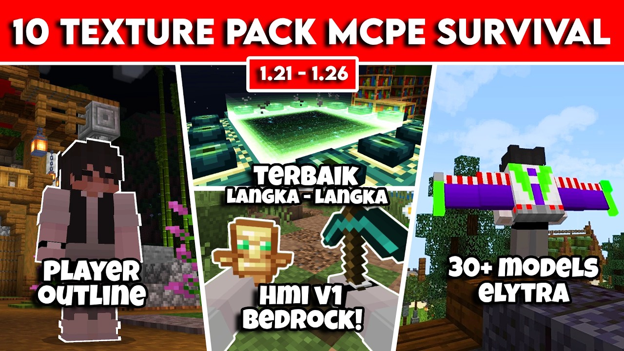 10 TEXTURE PACK MCPE 1.21 - 1.26 TERBAIK & TERBARU UNTUK MINECRAFT SURVIVAL! (WAJIB COBA 🔥)