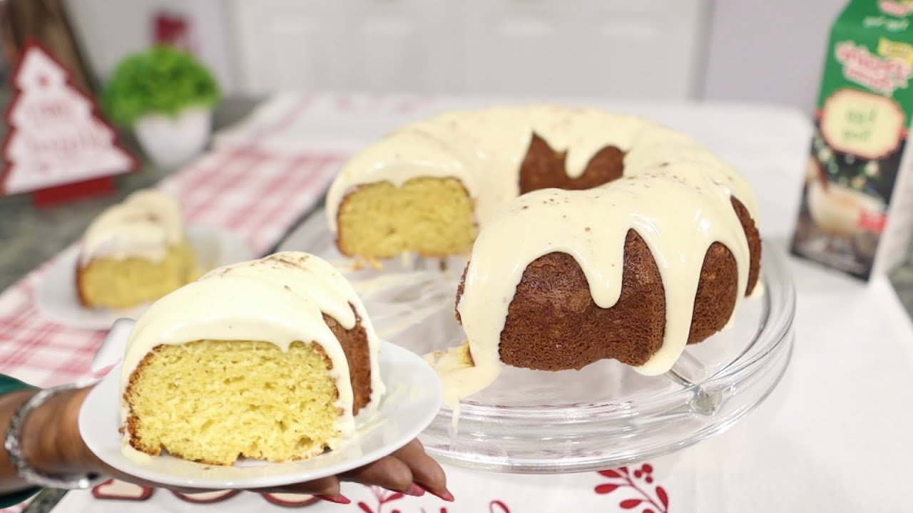 Easy Eggnog Cake Recipe | with Butter Cream Cheese Eggnog Glaze | #christmasdesserts
