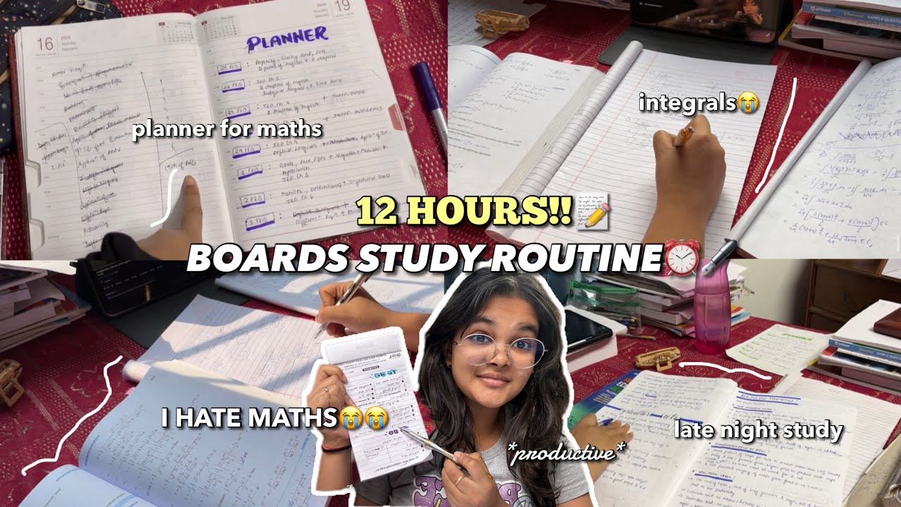 12 hour study routine for boards📝📚 maths exam, marathon, syllabus update, coffee, sample papers