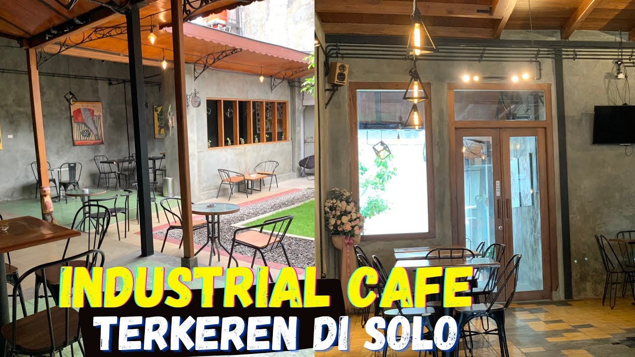 CAFE KONSEP INDUSTRIAL YANG KEREN DI SOLO ||  INSPIRASI FURNITUR MEJA DARI DAUN PINTU BEKAS