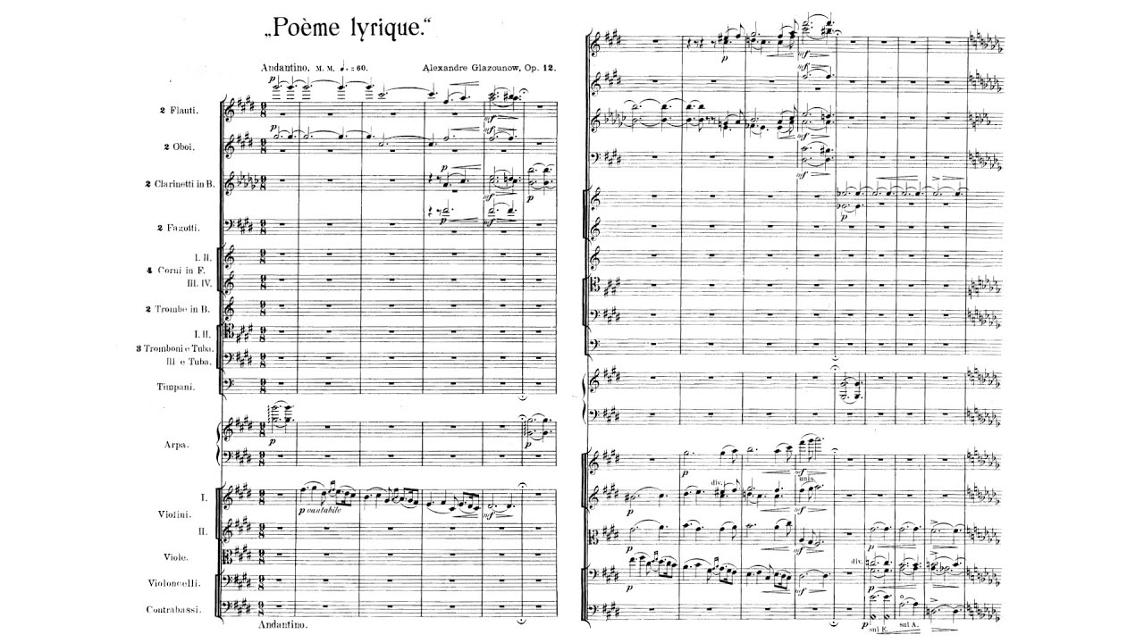 Glazunov: Poème lyrique, Op. 12 (with Score)