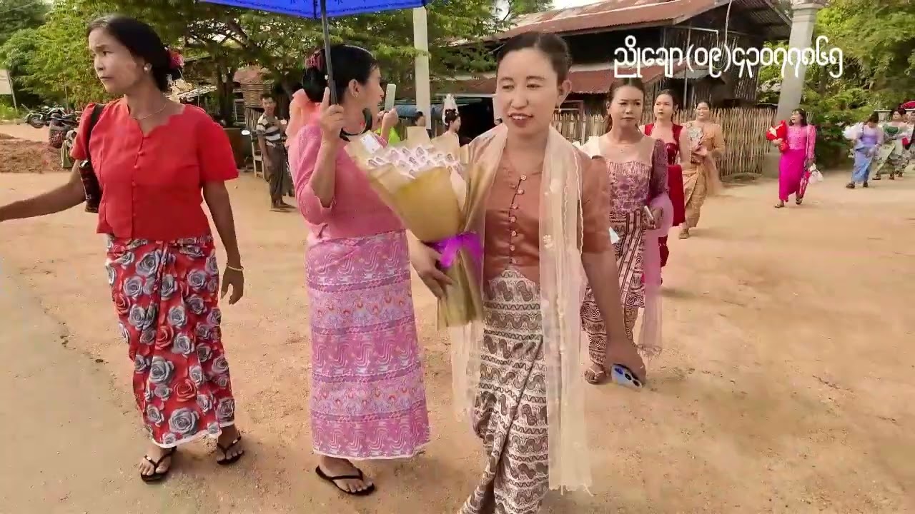 ရမည်းသင်းမြို့နယ် ဆည်ကြီးကျေးရွာ ကထိန်ခင်း ရှင်ပြု နားသ အလှူတော်မင်္ဂလာ  ပဒေသာပင်လှည့် ။3/11/2025