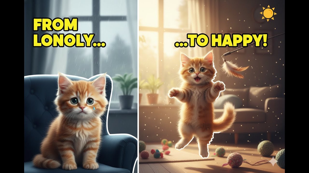 “A Cute Cat’s Lonely Day Turns Sweet with Mommy Cat 💕 Kids Animation #cutecat #cartoon #vairalvideo 
