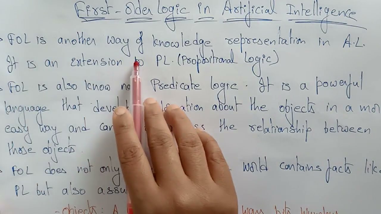 First Order Logic (FOL) | AI | Artificial Intelligence | Lec-28 | Bhanu Priya