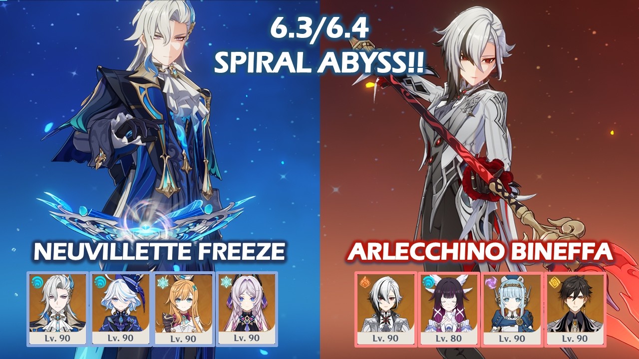 Neuvillette Freeze & Arlecchino Lunar Charge Crystallize | 6.3 6.4 Spiral Abyss | Genshin Impact