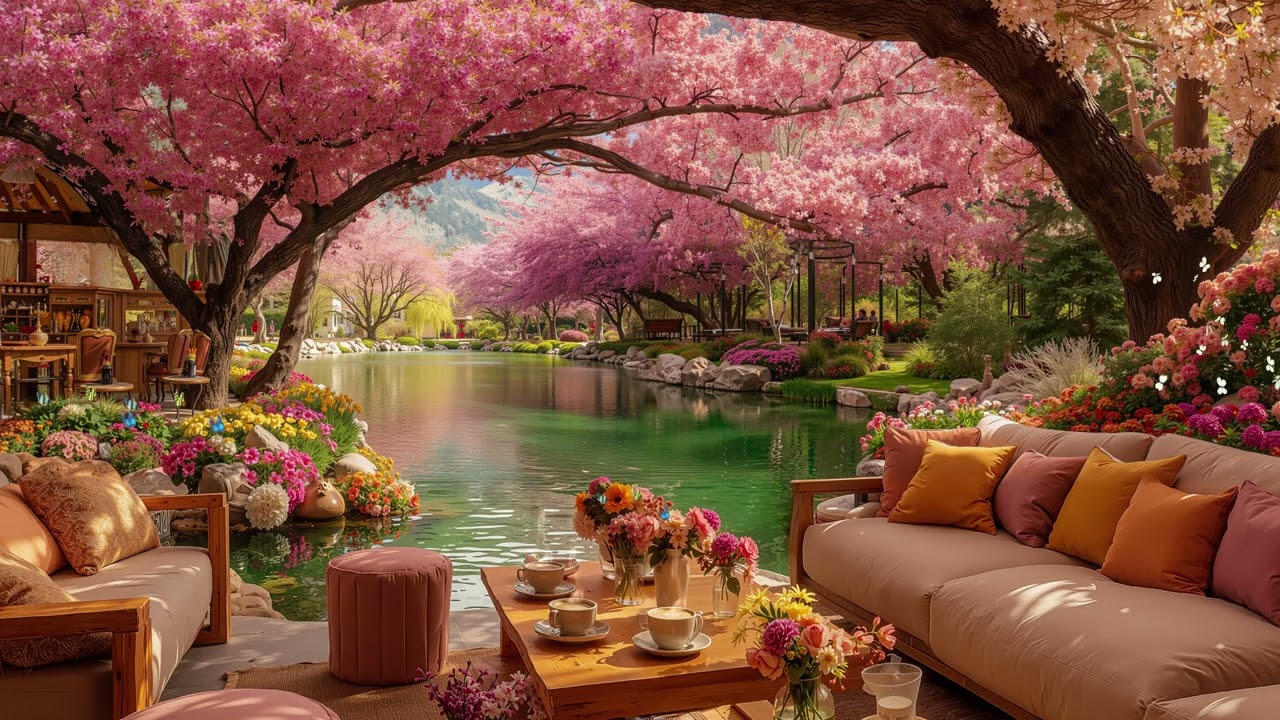 Peaceful Morning by the Lake ☕ Soft Jazz Piano & Cafe Ambience for Relax & Focus