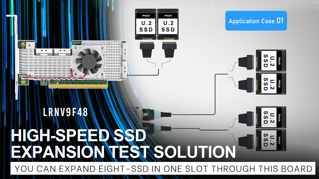 High-speed SSD Expansion Test  Solution - PCIe x16 4-port NVMe Switch Adapter