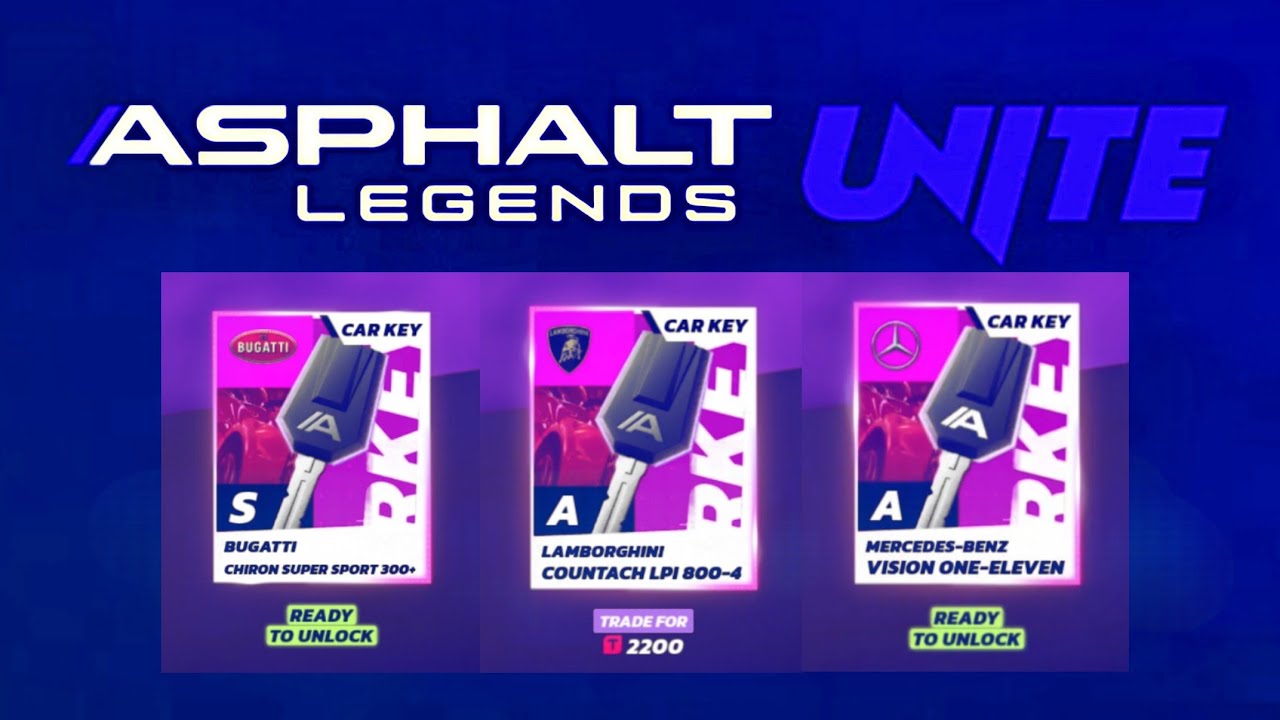 Asphalt Legends Unite BOS Burst of Speed Key Claim Lambo Countach Mercedes Vision Bugatti SuperSport