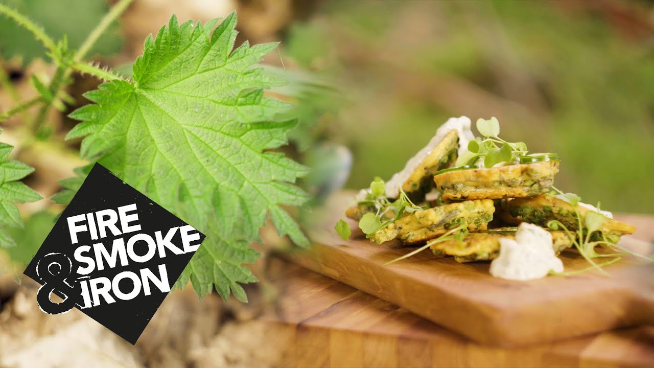 Vegetarian pea & nettle fritters cooked over fire | Fire, Smoke & Iron