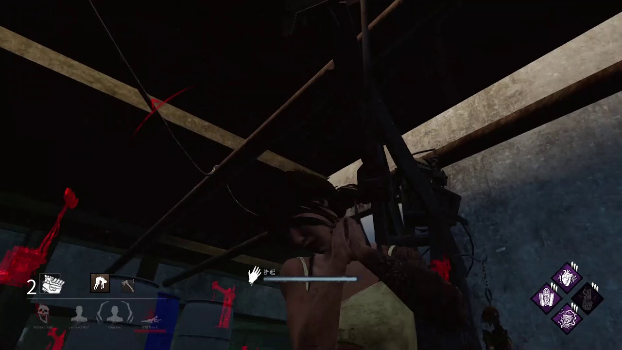 DBD 紅段兔女對上紫段倖存者室內場，這場雙方表現都不錯，我喜歡~
