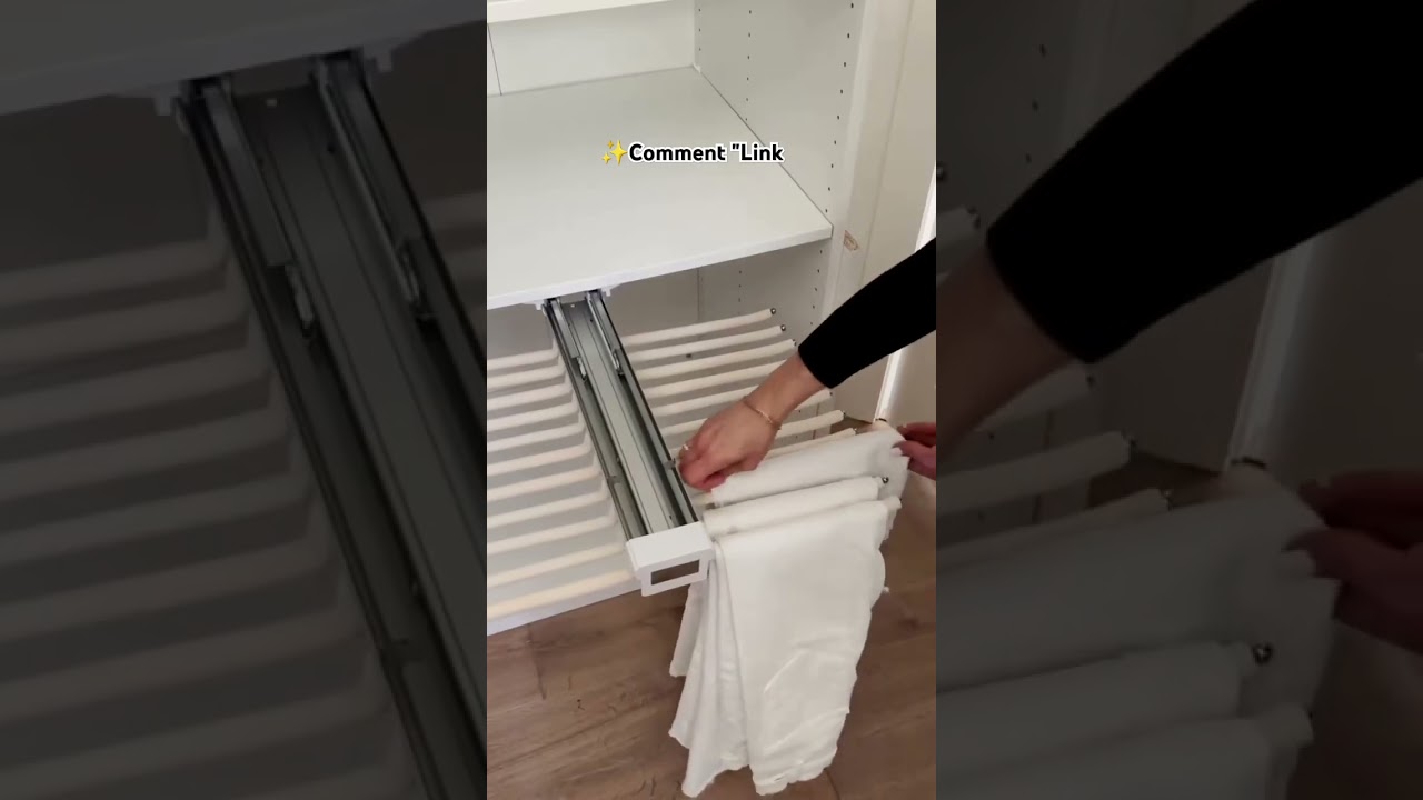 smart pull-out hanger rack!#WardrobeOrganizer #ClosetGoals #SpaceSavingHacks #SmartHomeIdeas