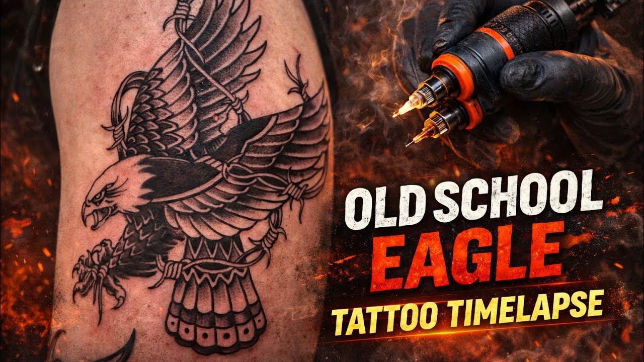 Old School Eagle Tattoo Timelapse | Bold Traditional