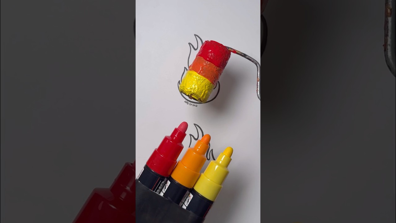 Flame with Acrylics vs Paint Markers! 🔥 || What&rsquo;s your Fav? 🤩 #easyart
