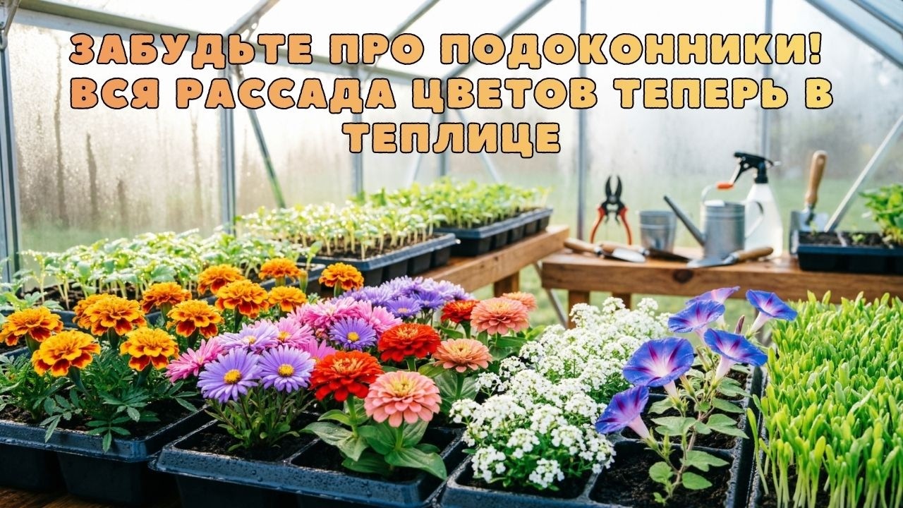 Забудьте про подоконники! Вся рассада цветов теперь в теплице.🧐