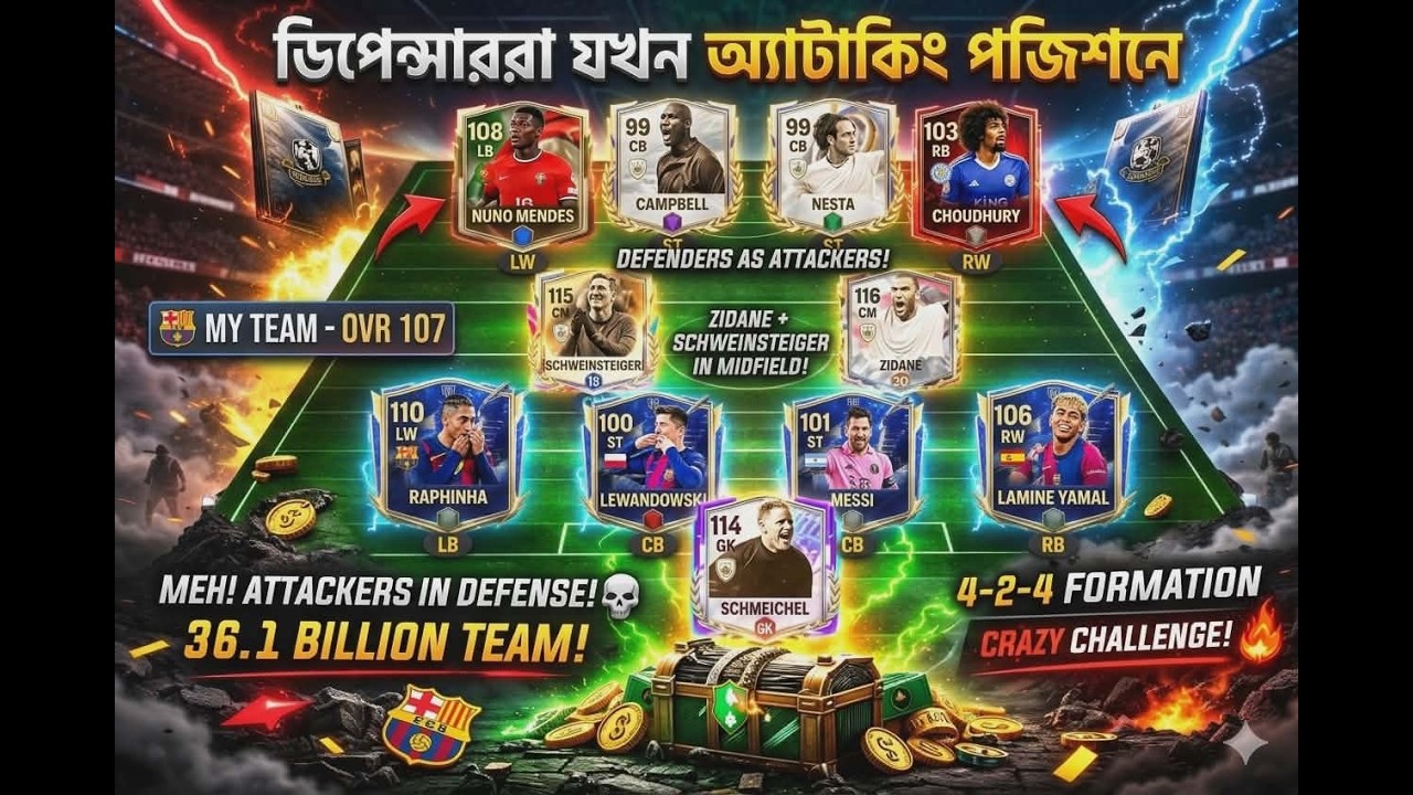 Fc Mobile এ উল্টোপাল্টা পজিশন! ডিফেন্সাররা যখন স্ট্রাইকার 🤣।Head to head match.