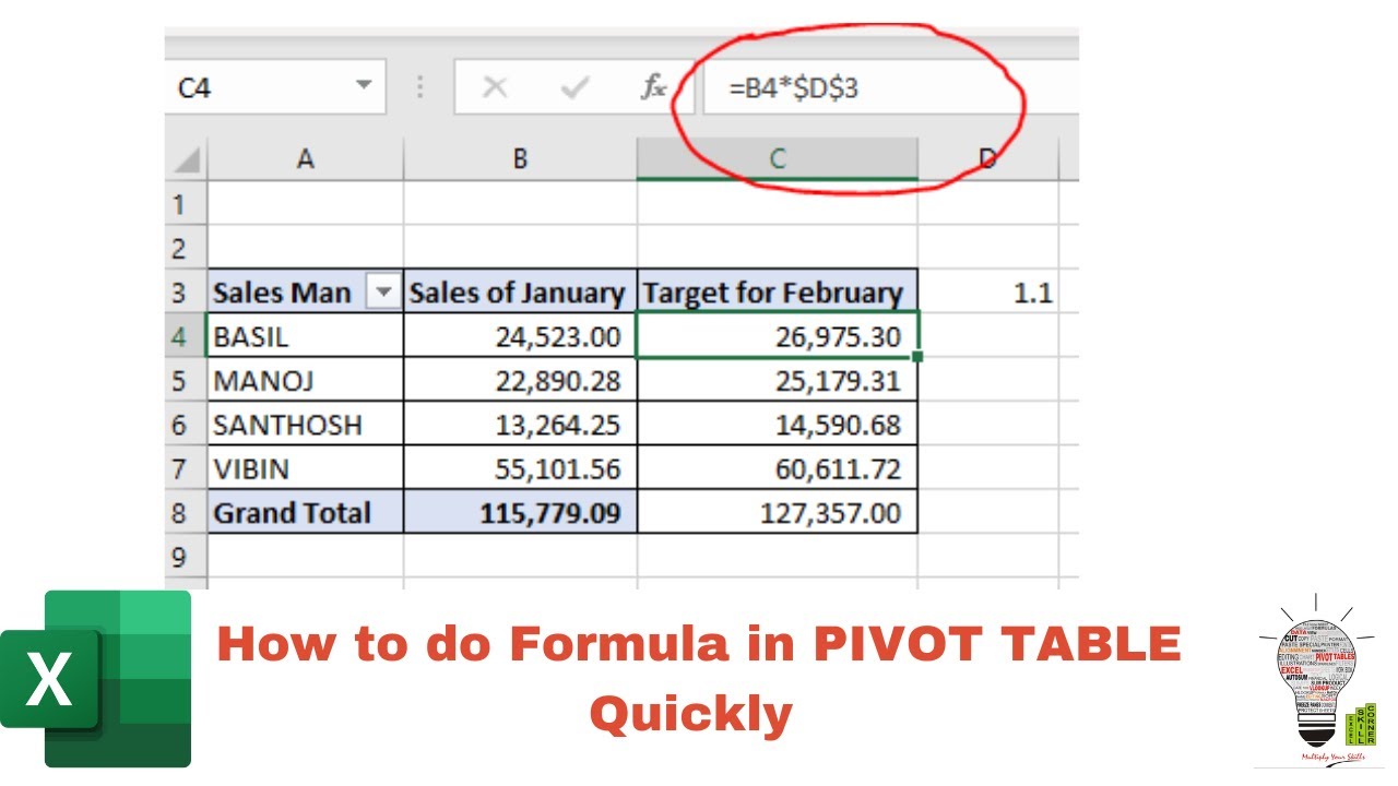 How to Write Formulas in Pivot Table quickly