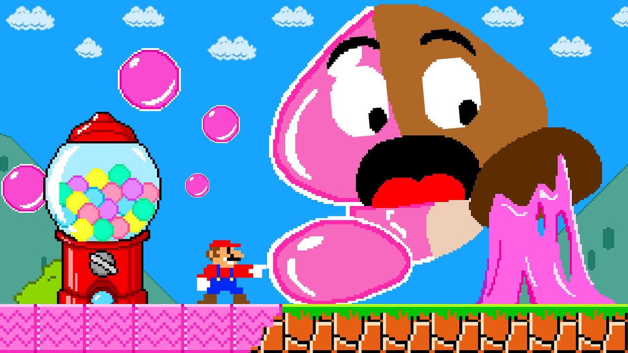Super Mario Bros. But Everything Mario Touches Turns to Gum | PixSaga Mario
