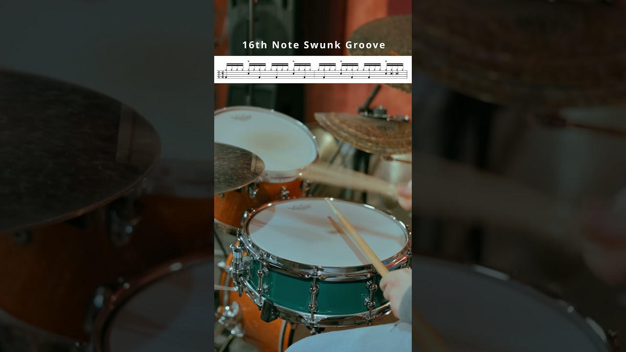16th note swunk groove - #drums #drummer #drumnotation #drumming #drumlessons #groove