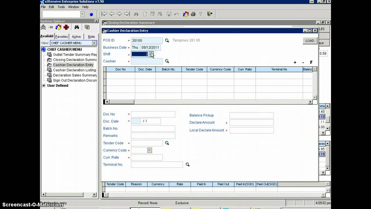 XES TUTORIAL - CASH DECLARATION (DECLARING)