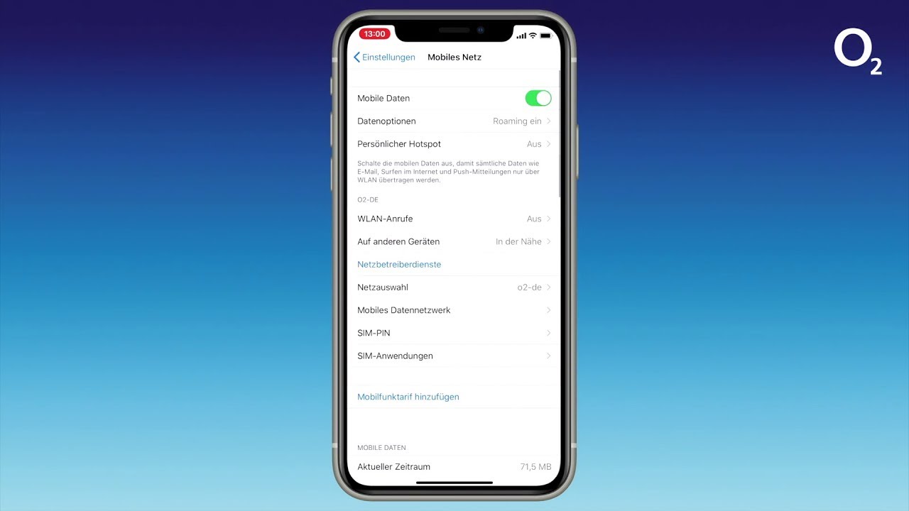 WLAN-Telefonie und VoLTE von o2 auf einem iPhone aktivieren