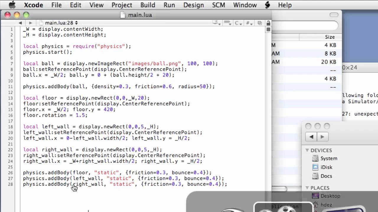 Corona SDK 09: Simple Physics