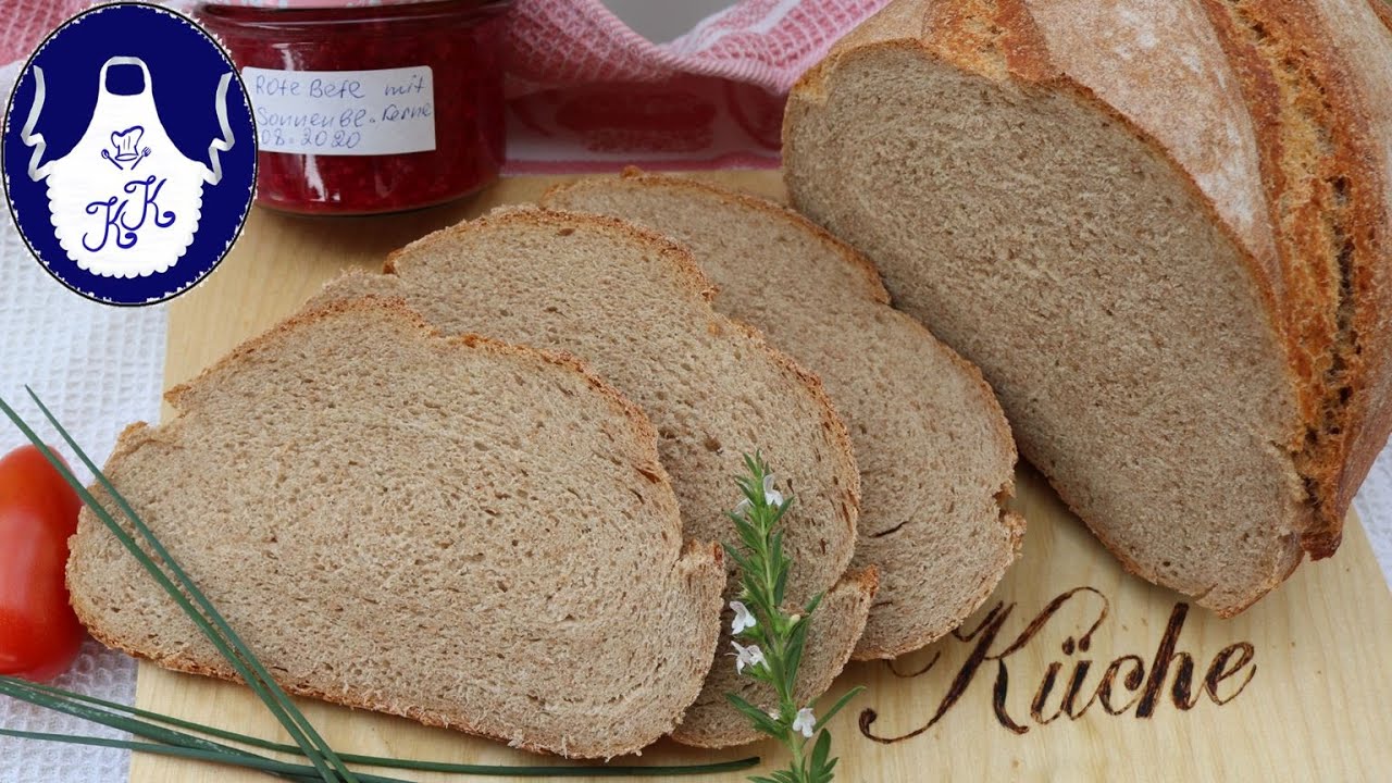 Krusten Dinkelbrot mit wenig Hefe und Anstellgut selber backen, hält lange frisch