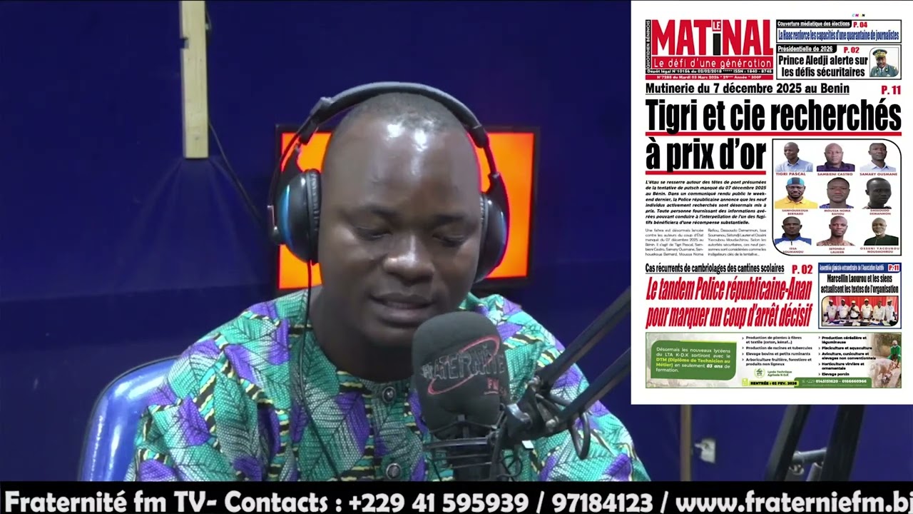 FRATERNITE FM TV : SUIVEZ LA UNE DES JOURNAUX DE CE 03 03 2026