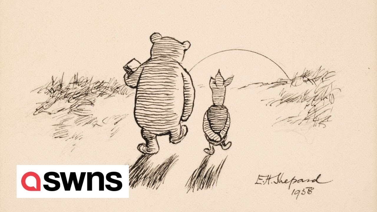 Last ever drawing of Winnie The Pooh by E.H. Shepard found wrapped in a tea towel | SWNS
