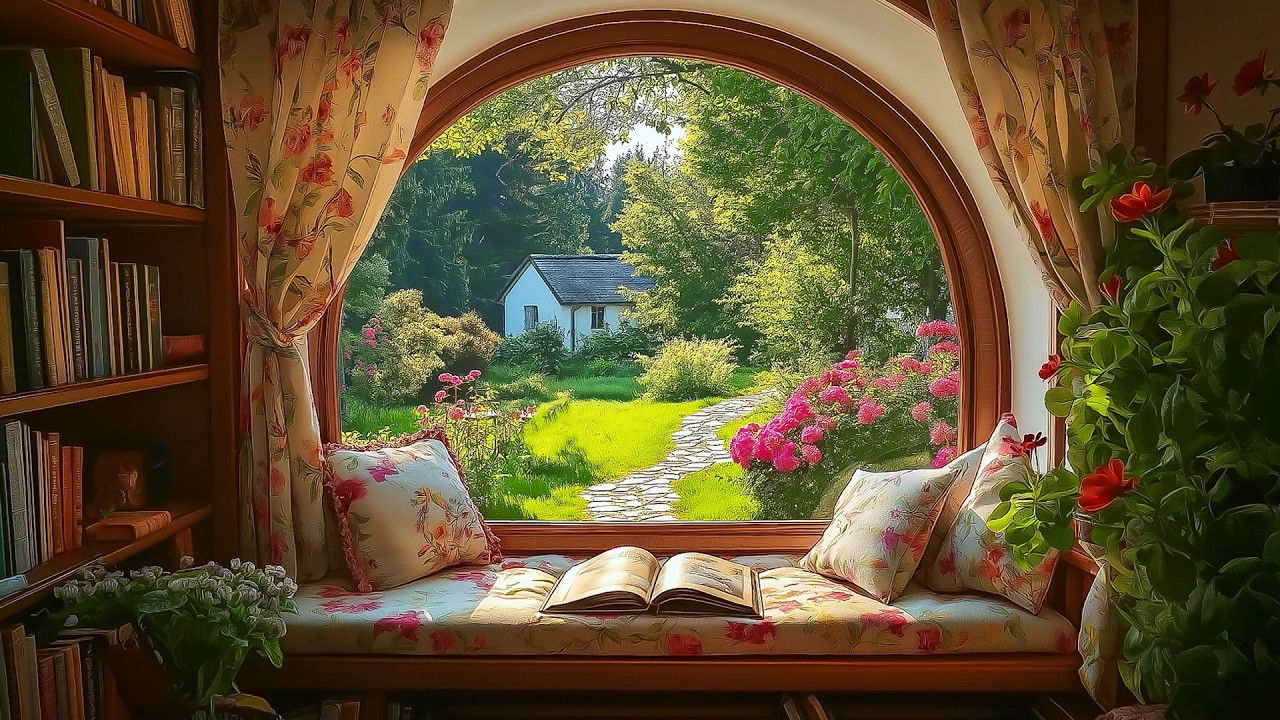 Soft Breeze & Birdsong ASMR 🌸 3 Hours | The Most Beautiful Spring Reading Nook by the Window